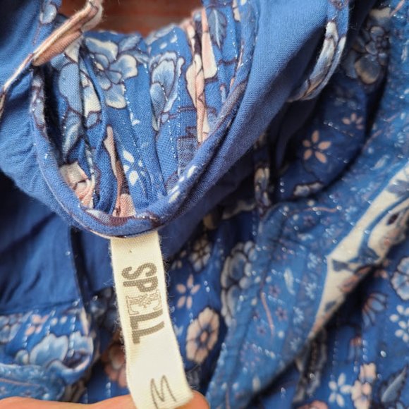 Spell Blue Floral Zahara Metallic Midi Boho Dress - Picture 15 of 16